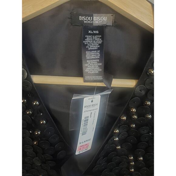NWT Bisou Bisou Women's Size XL Black Embellished Cropped Vest - Picture 3 of 6